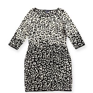 American Living Animal Print Knit Sweater Dress Women’s Large Black & White